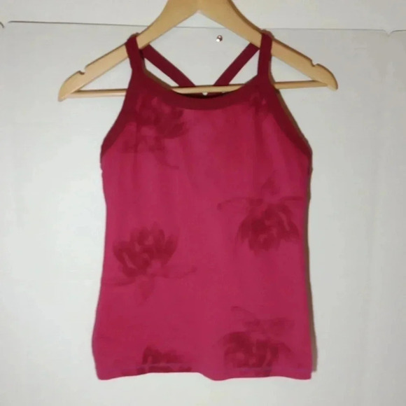 Lululemon pink floral back pocket sweetheart neck size 6 women - Picture 2 of 6